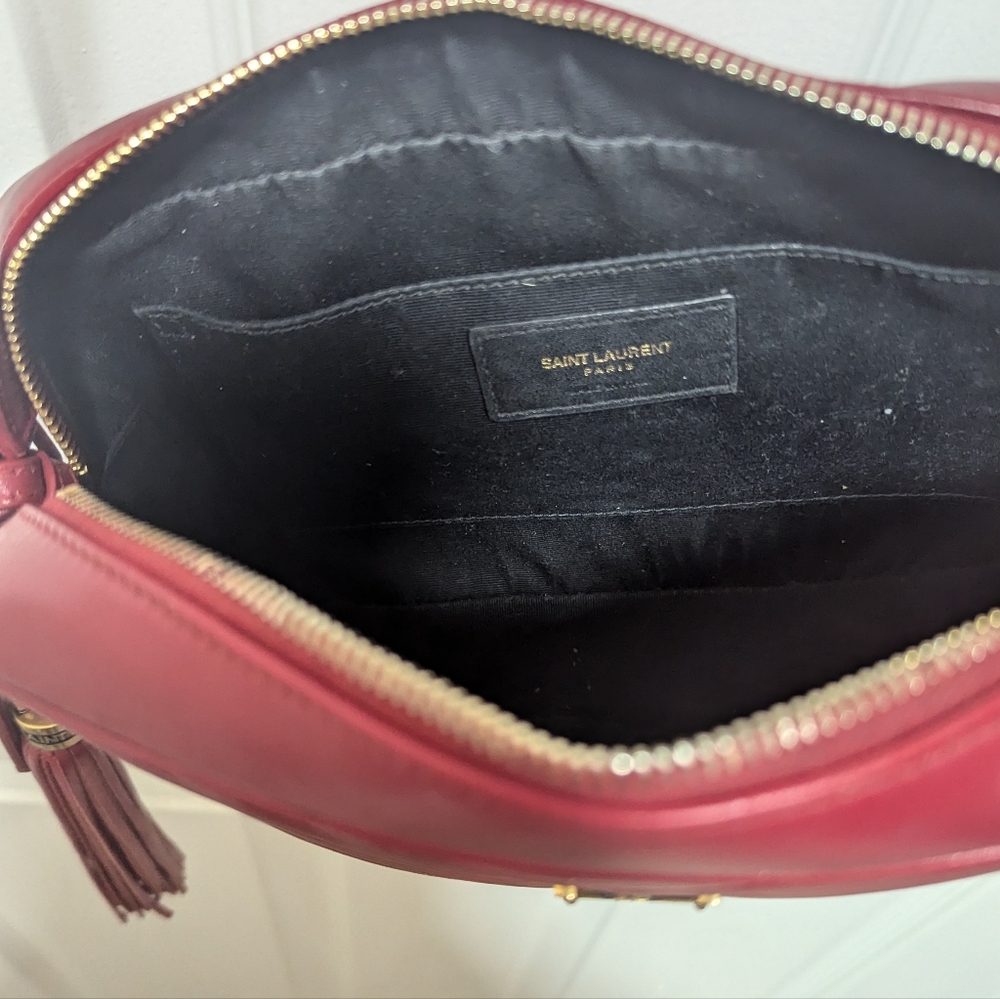 Saint Laurent Lou Camera Bag Matelasse Chevron Leather Small Red - Picture 6 of 10